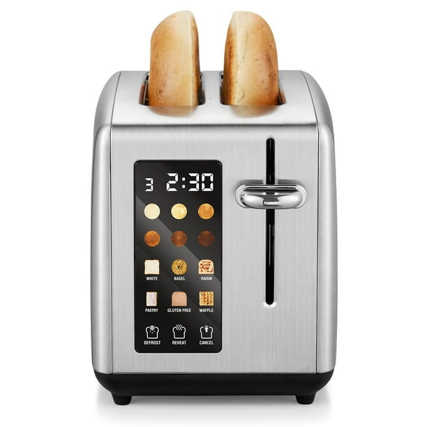 Tostadora Elite Gourmet ECT2899 con pantalla LCD táctil, 2 ranuras extra anchas, 6 niveles de tostado, 6 menús preestablecidos (incluyendo bagel, waffle, sin gluten), descongelar, recalentar y cancela
