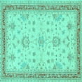 thumbnail image 1 of Ahgly Company Machine Washable Indoor Square Oriental Turquoise Blue Traditional Area Rugs, 8' Square, 1 of 4