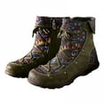thumbnail image 2 of UTTOASFAY Women's Ladies Retro Bohemian Style Boots Ankle Zip Short Boots Booties Casual Shoes Green 8.5(40), 2 of 4