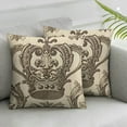 thumbnail image 3 of BANET Throw Pillow Pack of 2, Royal Flower and , Zippered Double-Side Digital Print ,Beige Taupe 22x22in, 3 of 7