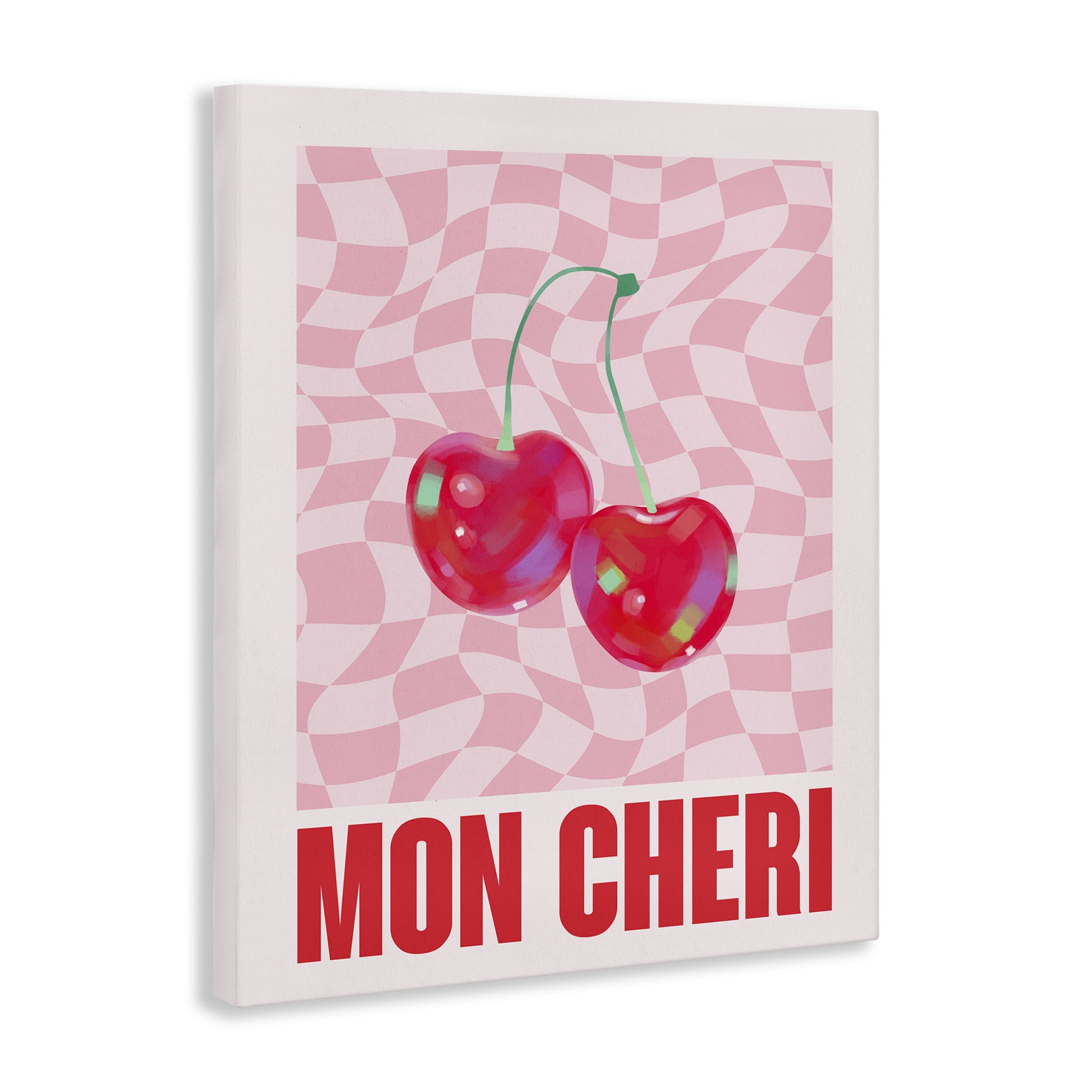 Stupell Industries Mon Cheri on Checkered Text & Numbers Painting Wrapped Canvas Art Print Wall Art, 16 x 20