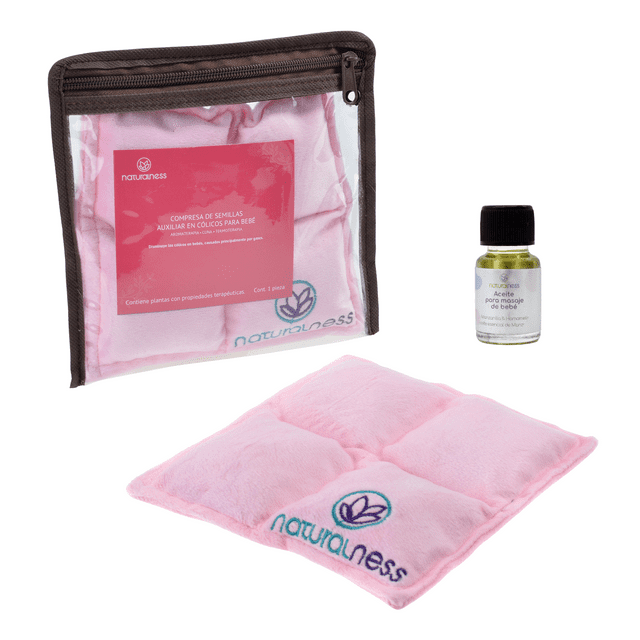 Compresa t{ermica de semillas para Bebé Rosa- Elaborada con Semillas y Plantas medicinales. naturalness (Compresa + Aceite 5ml).