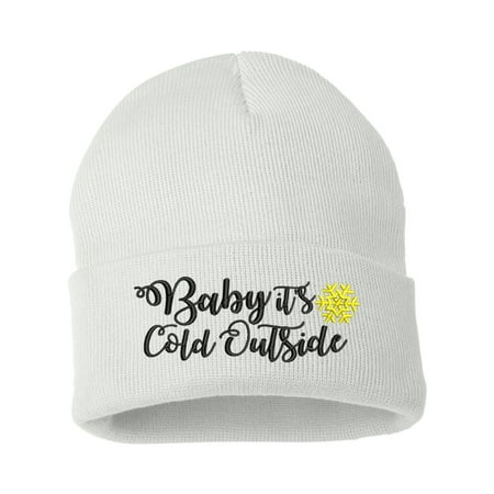 Beanie for Women Embroidered Baby It's Cold Out Side Winter