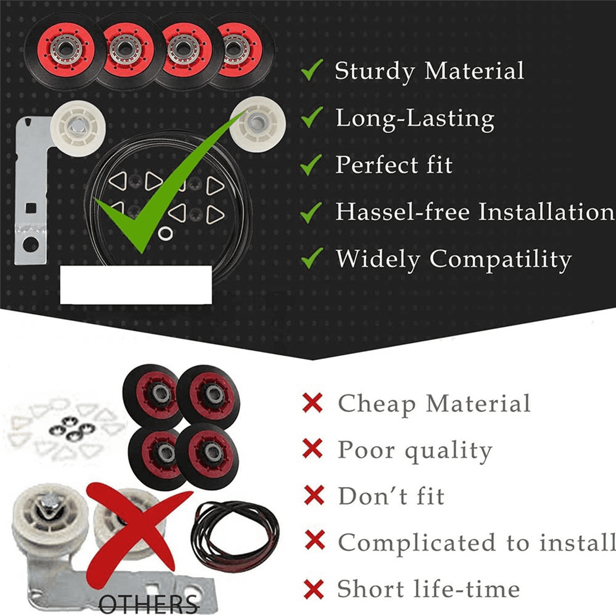 2X 4392067 Dryer Repair Kit &W10837240 Dryer Idler,279640 Idler Pulley Compatible ,Replaces 4392067VP 80047