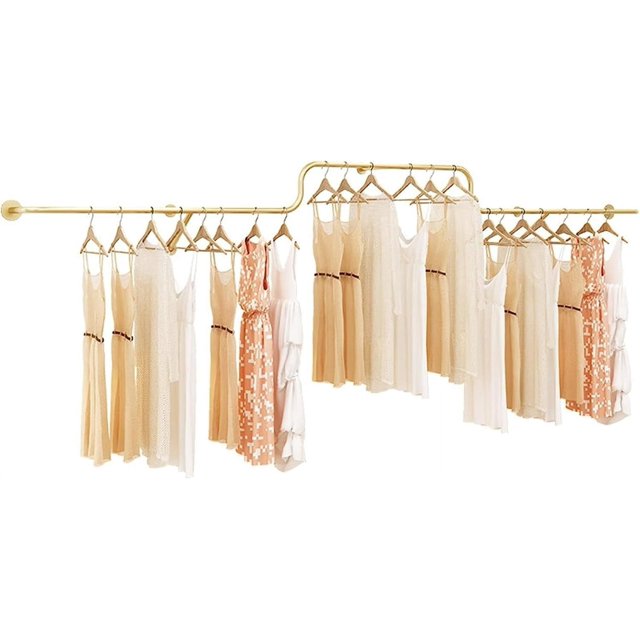 LUCEAE Clothes Rack Hat Rack Portable Clothes Hanging Metal Garment Racks,Wall Mountedcommercial Clothes Retail Clothing Display Rack It is Stable and Not Easy to Deform/118/300Cm