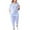 Purple, variant on Women's 2 Piece Lounge Sets Oversized Loose Casual Outfits Latter 3/4 Sleeve Collar V Neck Shirts Straight Wide Leg Pants, Light Blue, L
