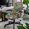 thumbnail image 2 of Renewold Easter Rabbit Eggs Flowers Stretch Office Chair Cover for Desk Computer Chair Removable Boss Rotating Office Chair Slipcover Protective High Back Chair Slipcover, S, 2 of 7