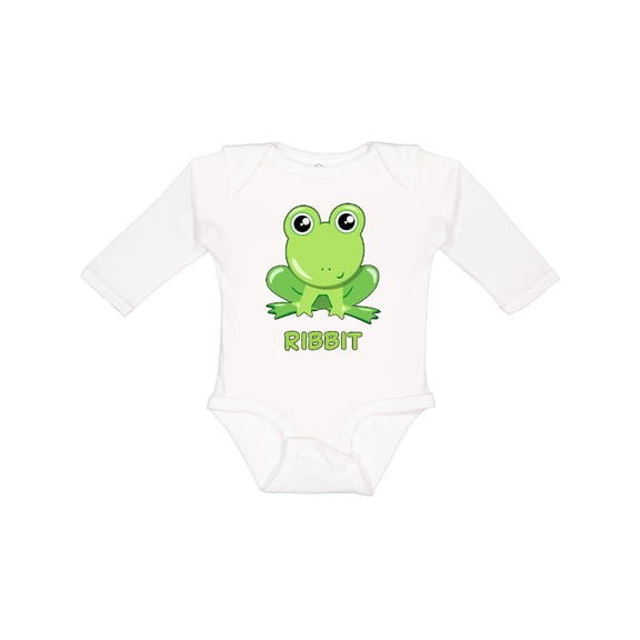 Inktastic Ribbit Cute Green Frog Boys or Girls Long Sleeve Baby Bodysuit