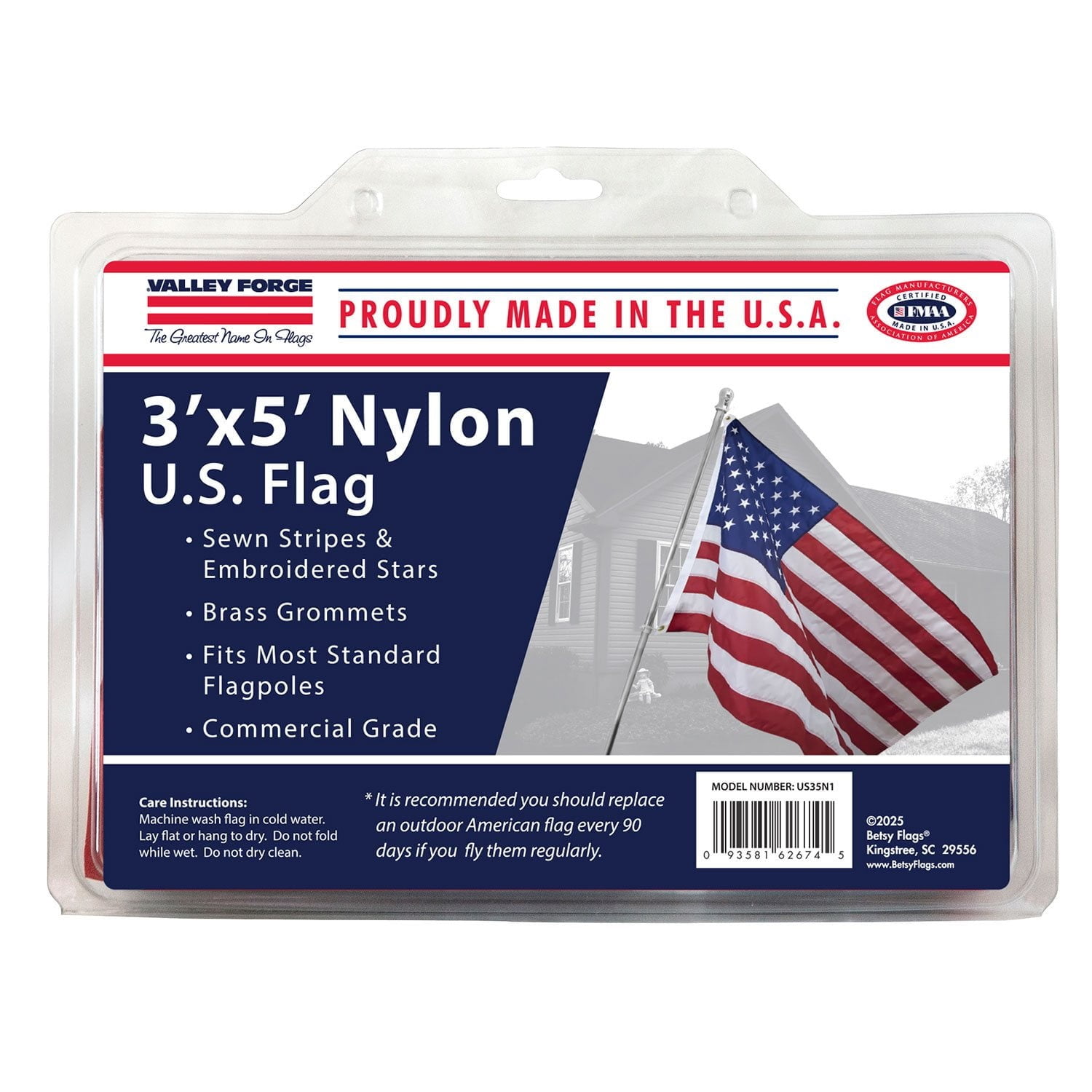 Valley Forge 3'x5' Nylon U.S. Flag
