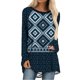 thumbnail image 2 of Mujeres Casual Tribal Wind Impreso Manga larga O-cuello Pullover Blusa Camiseta Tops Pompotops  FGAJ1367, 2 of 5