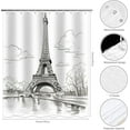 thumbnail image 3 of Eiffel Tower Shower Curtain Paris Shower Curtains for Bathroom Retro Hand-Painted Sketch Style France Scenery Decor Set with 12 Hooks 72x72 inches (B), 3 of 6