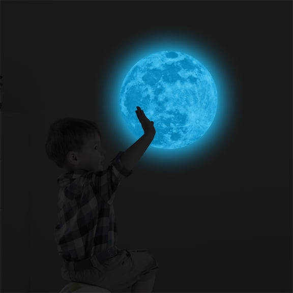 3D Large Fluorescent Removable Moon Sticker Glow In The Dark Wall Decal For Astronomy Enthusiasts, Multi-Size Options (12Cm Diameter) Made Of Durable Pvc, Easy To Apply