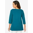 thumbnail image 2 of Jessica London Women's Plus Size Boatneck Tunic Top 3/4 Sleeve Shirt  Loose Fit, 2 of 5