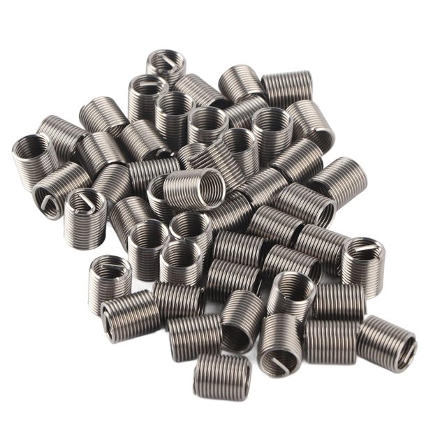 HUGFEGWE Inserts de Filetage, 50 Pcs Inserts de Filetage M10x1.25, Outil de Réparation d'Écrou de Réduction Mâle Femelle, Manchon de Réparation de Vis SUS304 pour Aluminium, Inserts de Verrouillage de Filetage (2D) CJB91-111279
