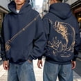 thumbnail image 2 of JIAYUE Mens Hoodie Drawstring Hooded Fishing Graphic Long Sleeve Pullover Tops Front Pocket Loose Sweatshirt for Light Activity Wear, 2 of 5