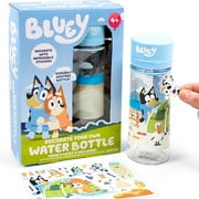 Bluey Decorate Your Own Water Bottle, Repositionable Stickers, Great For Bluey Birthday Parties, Summer Sports, and More, Reusable BPA-Free Water Bottle for Kids Ages 3, 4, 5, 6