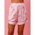 thumbnail image 5 of Women Christmas Pajama Set Santa Print Long Sleeve Tops and Elastic Shorts Sleepwear, 5 of 7