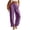 Purple, variant on Vivianyo HD Women's Linen Blend Summer Casual Wide Leg Pants, Ladies Drawstring Elastic Waist Roll-Up Cuff Solid Fall Loose Long Trousers with Side Pocket, Women's Black, Sizes S-2XL