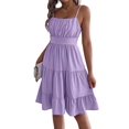 thumbnail image 2 of Women's Square Neck Spaghetti Strap Tiered High Waist Flowy Casual Mini Dress XL, 2 of 10