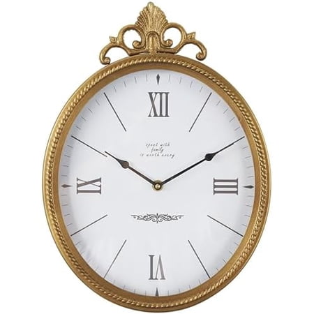 Metal rative Wall Clock Antique Inspired Wall Clock for Home with Scrolled Finial, Wall Clock for Room 11 x 2 x 15, Gold