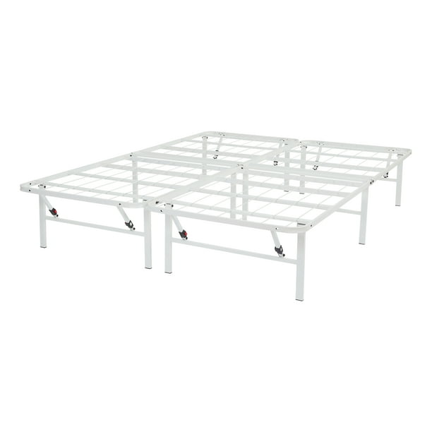 Mainstays 14" High Profile Foldable White Steel Bed Frame, Multiple