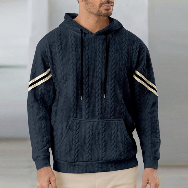 pstuiky Camisas suaves de manga larga para hombre, Sudadera con capucha de manga larga para hombre, informal, holgada, con cordón y bolsillo, de punto, de color liso camisetas de hombre xxl