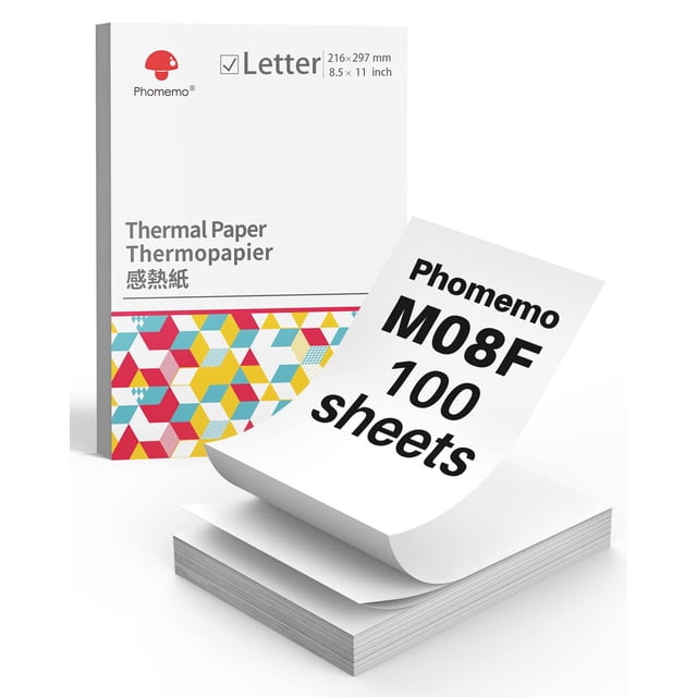 Papel térmico Phomemo con forma de carta estadounidense plegable, 216 x 279 mm, 100 hojas