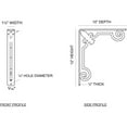 thumbnail image 2 of Ekena Millwork 1 1/2"W x 10"D x 12"H Fleur De Lis Wrought Iron Bracket, (Single center brace) (2-Pack), 2 of 5