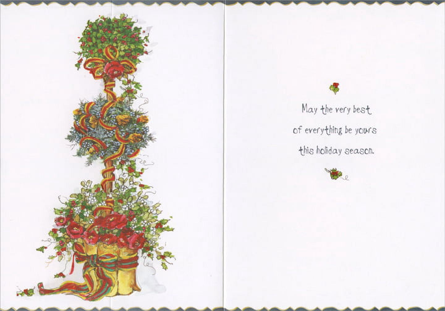 LPG Greetings Flowers and Holly Topiary Tree : Peggy Abrams Box of 12 Pop Out 3-D Christmas Cards