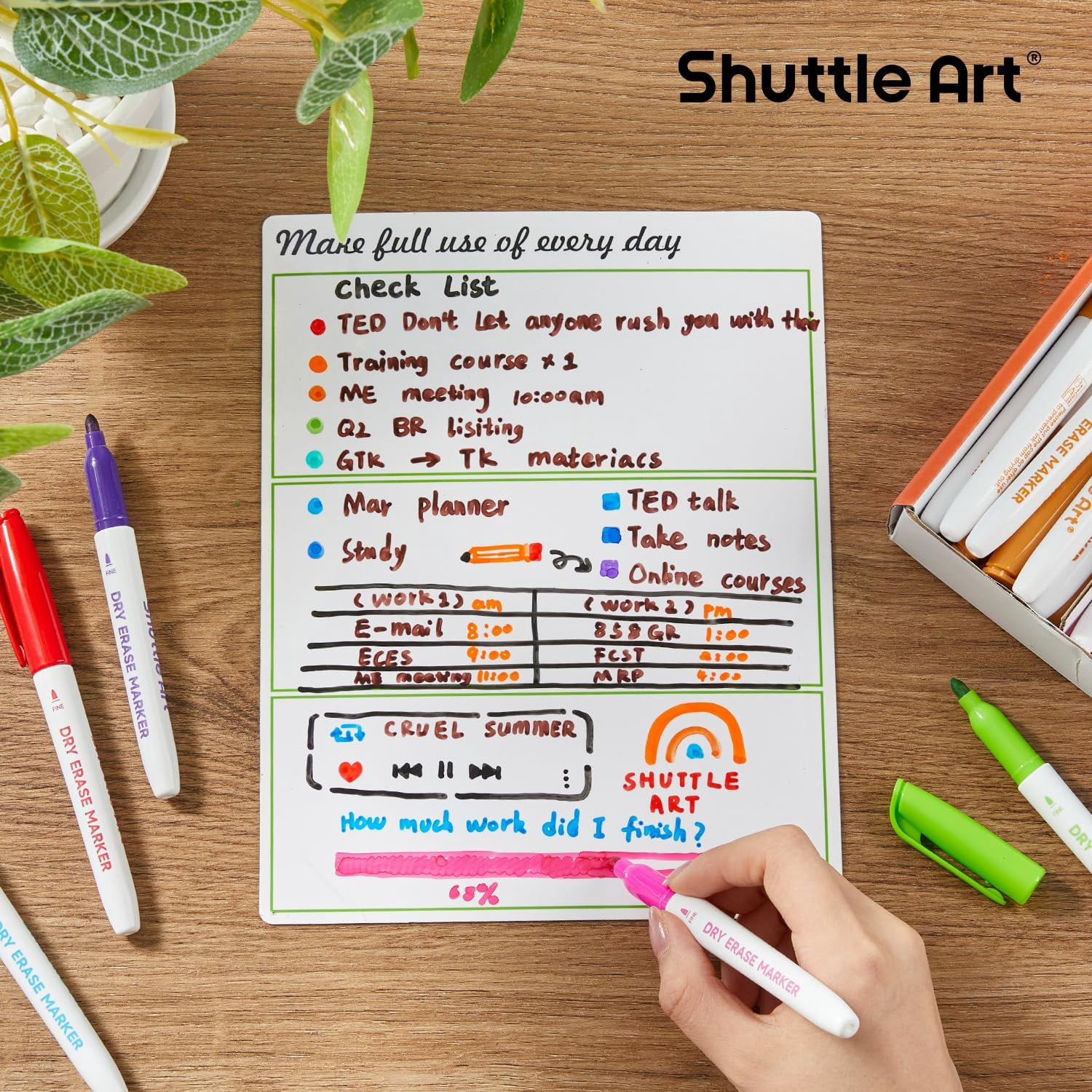 Dry Erase Markers,Shuttle Art 12 Colors 144 Bulk Pack Whiteboard Markers, Fine Point Dry Erase Markers Perfect for Writing on Dry Erase Whiteboard Mirror Glass for Office Home