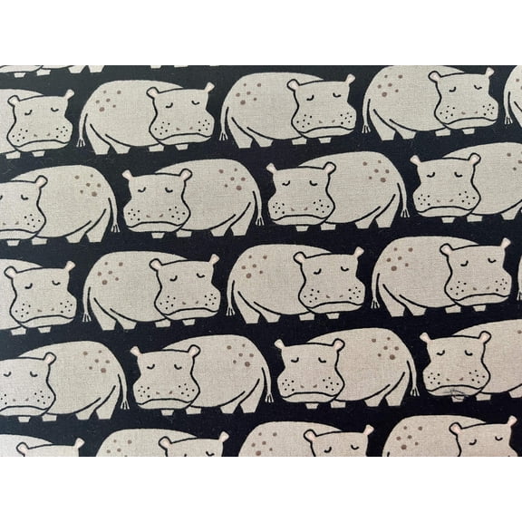 Rising Sun - Weary Hippo - Black Fabric - Loes Van Oosten