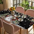 thumbnail image 3 of Black Christmas Table Cloths for 5 Foot Rectangle Tables, Snowman Xmas Tree Ball Snowflake Winter Patio Waterproof Elastic Fitted Tablecloths, Washable Rectangular Table Cover for Camping, 3 of 8