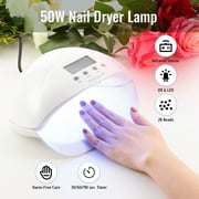 50W LED UV Nail Dryer Lamp with Timer & Sensors for Gel Nail Polish, White