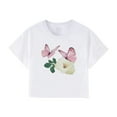 thumbnail image 3 of Wangmeiwg Summer Casual Midriff T Shirt Short Sleeve Round Neck T Shirts for Women, 3 of 3