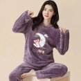 thumbnail image 1 of Conjuntos de pijamas de dibujos animados para mujer, ropa de dormir larga, cálida y gruesa, trajes de noche para niña, ropa de casa de lana Coral, Otoño e Invierno, 1 of 4