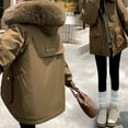 thumbnail image 6 of TFEOQRY Fashion Women Cotton Padded Coats Casual Comfortable Long Sleeve Hooded Pocket Drawstring Parkas Coffee, 6 of 7