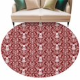 thumbnail image 2 of 7ft Washable Round Rug, Deer Head Non-Slip Circle Area Rug for Living Room Dining Room, Leaf Animal Red Indoor Floor Mat for Home Decor, 2 of 9
