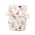 thumbnail image 2 of Faithtur Baby Romper Deer Trees Patterns Ruffle Sleeve Waist Bows Zip Romper, 2 of 8