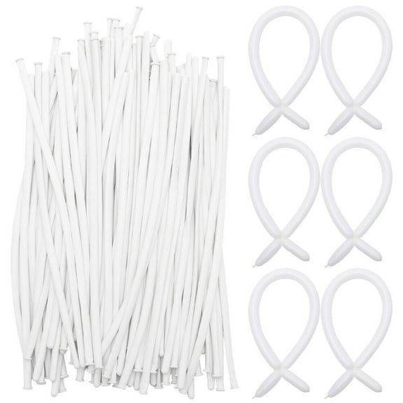 NICEXMAS 200Pack White Latex Balloons Long Twisting Balloons for Animal Flower Modeling