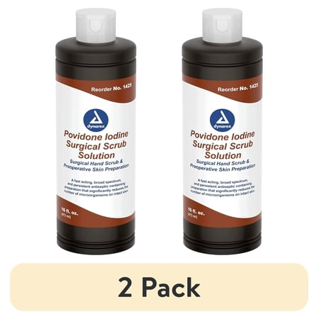 (2 pack) Dynarex Povidone-Iodine Surgical Scrub Solution 16 oz