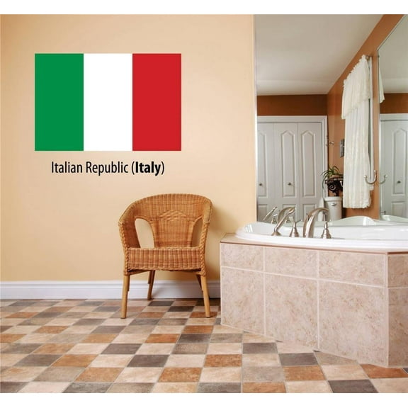 Custom Wall Decal : Italian Republic (Italy) Flag Honor Representation Wall Sticker : 5 X20" -