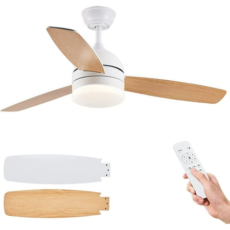 

MANXING 48 Ceiling Fan with Lights and Remote Control White 6 Speeds Reversible Ceiling Fan for Bedroom Living Room Kitchen Dining Room Patio(3 Blades)