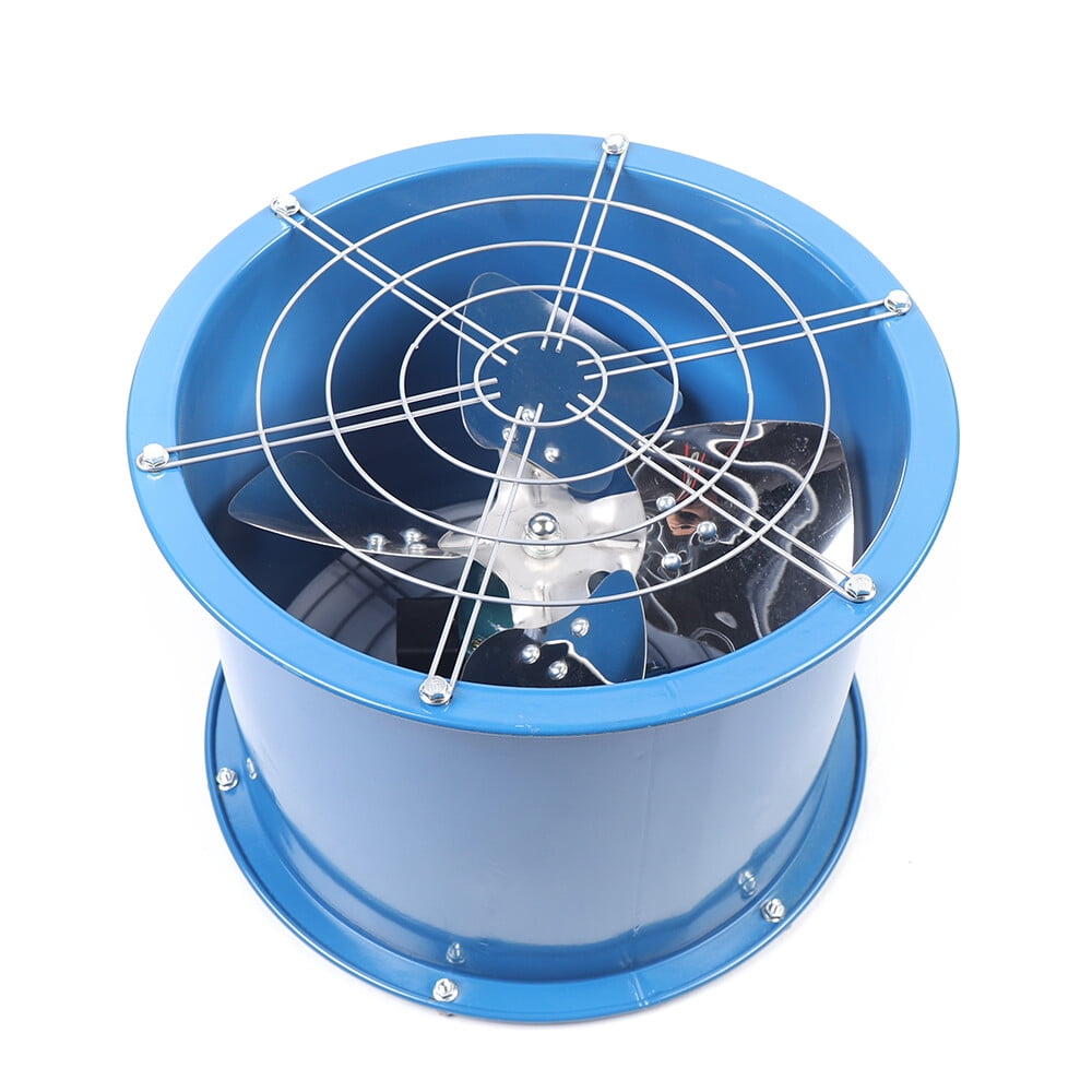 10" Blue Wall-mounted Cylinder Pipe Axial Fan Kitchen Spray Booth Paint Fumes Exhaust Fan Silent