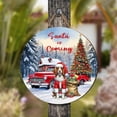 thumbnail image 4 of Santa is Coming Brittany Spaniel Merry Christmas Xmas Noel Truck Tree Round Wood Sign Brittany Dog Lover Gifts Idea Hanging Wall Home Decor - 02023, 4 of 5