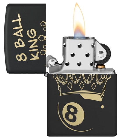 Zippo Lighter - Customized Engraved Message Windproof King 8 Ball Design 46291