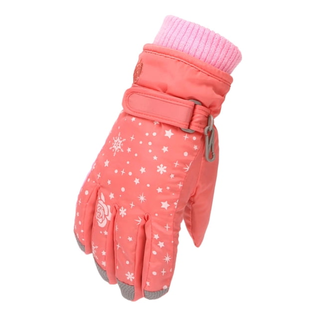 jovati Toddler Girls Boys Snow Gloves Kids Ski Winter Gloves Rose Embroidery Windproof Children Warm Gloves