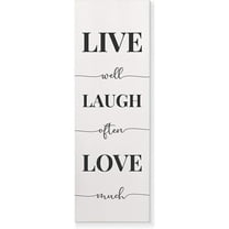 Live Well Laugh Often Love Much White Rustic Wood Wall Sign 6x18