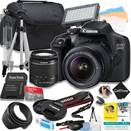 Canon EOS 2000D / Rebel T7 DSLR Camera w/ 18-55mm DC III Lens (International Version)