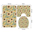 thumbnail image 3 of Green Sunflower Pattern Bathroom Rugs Sets 3 Piece,Toilet Cover Set,Absorbent Non Slip Bathroom Mats Sets with U-Shaped Contour Rug Toilet Rug Set, 3 of 5