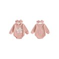 thumbnail image 2 of Cjfdfy Newborn Baby Girl Fall Outfit Hello Sis Embroidered Long Sleeve Waffle Knit Romper With Hairband Cute Baby Coming Home Fall Winter Clothes 0-18 Months, 2 of 9